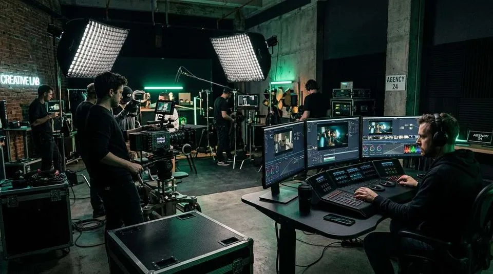 Commercial video production and content creation suite with color grading